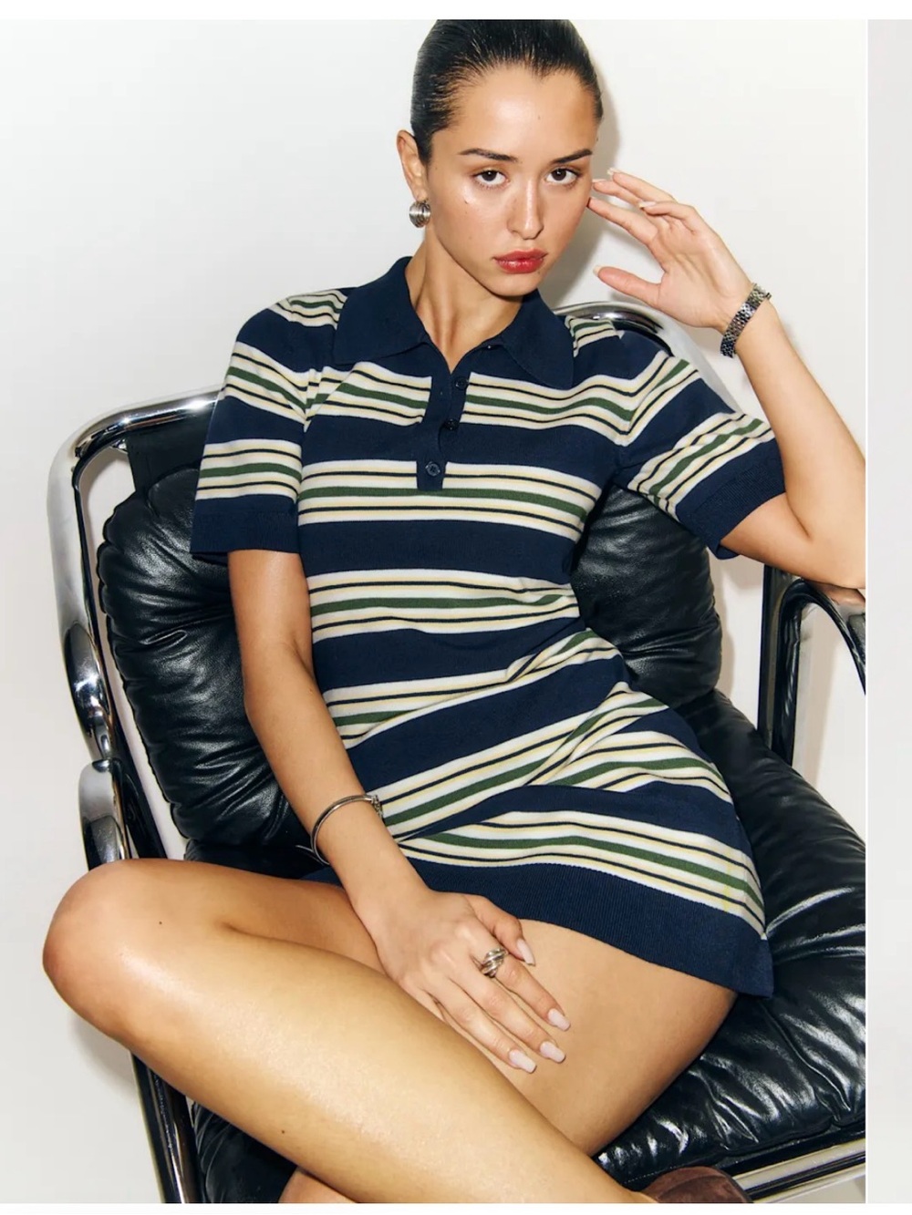 Reformation Hadley Cotton Polo Sweater Dress
